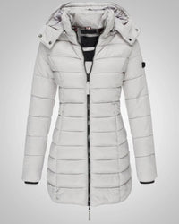 Ella | Damen Lange Kapuzen Winter Daunenjacke - Grau