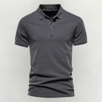 Stilvolles Herren-Poloshirt kurzarm mit Knopfleiste - Grau