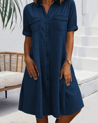 Sandra | Damen Luftiges Sommerkleid – Frisches Entspanntes Sommerkleid - Navy Blue