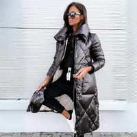 Noelia | Lange, elegante Steppjacke im Bomber-Stil - Schwarz