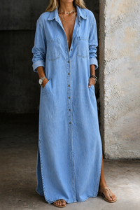 Delana | Hemdblusenkleid - Blau