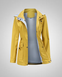 Anneliese | Damen Kapuze Kordelzug Regenjacke - Gelb