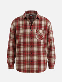 Simon | Herren Kariertes Heritage Flanell Hemd - Rot