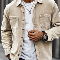 Bryce | Herren Langarm-Overshirt mit Taschen und Knöpfen - Khaki