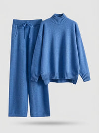 Damen Langarm-Zweiteiler mit Kordelzug - Blau