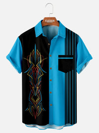 Luca | Herren Kurzarm Streifen Hemd - Blau