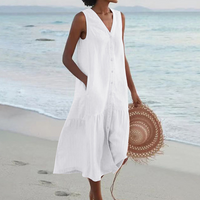 Mary | Damen Luftiges V-Ausschnitt Sommerkleid - Weiß
