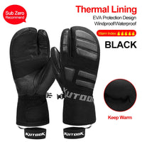 Herren Thermo-Fäustlinge für Wintersportler - Schwarze 3 Finger