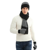 Strickset mit Wollmütze, Handschuhen und Schal - Schwarz
