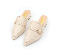 Bianca | Elegante Pantoletten mit Quadratabsatz und Nieten - Beige