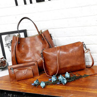 Riley | Damen Vintage Weich 4-Teiliges Leder Taschen Set – Vintage Soft Leder Set - Braun