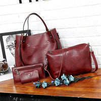Riley | Damen Vintage Weich 4-Teiliges Leder Taschen Set – Vintage Soft Leder Set - Red
