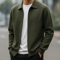 Quinton – Kaschmir Strickjacke Mit Reißverschluss - Grün