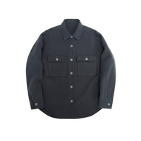 Herren Overshirt aus Wollmix mit überschnittener Schulter und aufgesetzten Brusttaschen Nord Taschen - Graublau