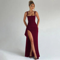 Aria | Elegantes Slip-Maxikleid mit offenem Rücken - Bordeaux