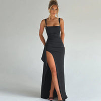 Aria | Elegantes Slip-Maxikleid mit offenem Rücken - Grau