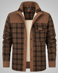 David | Herren Klassisches Karomuster Jacke mit Knöpfen - Braun