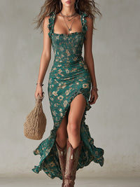 Nadjia – Luftiges Boho-Maxikleid - Grün