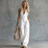 Amberaa – Bequemer Und Lässiger Jumpsuit - Weiß