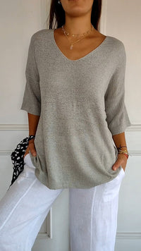 Tina | Weicher Oversized Pullover - Grau