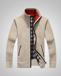 Wolfgang | Herren Bequem Fleece Strickjacke - Beige