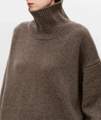 Lea | Stilvoller Pullover Damen mit Rollkragen - Braun