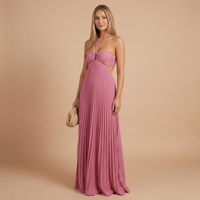 Nancy - Faltenrock Halter Cut-Out Maxikleid - Rosa