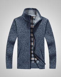 Wolfgang | Herren Bequem Fleece Strickjacke - Marineblau