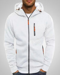 Andrew | Herren Legerer Taschen Zip-Hoodie - Weiß
