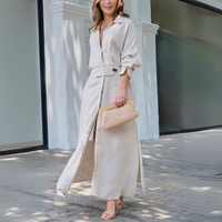 Patricia | Damen Elegantes Knöpfen Maxikleid - Weiß