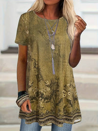 Abhishani - T-Shirt Mit Blumenmuster Und Lockerer Passform - Gelb