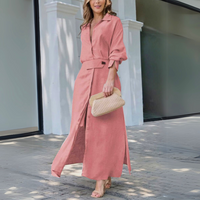 Patricia | Damen Elegantes Knöpfen Maxikleid - Rosa