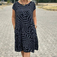 Elena | Auffälliges Sommerkleid mit Rundhalsausschnitt - Schwarz