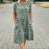 Elena | Auffälliges Sommerkleid mit Rundhalsausschnitt - Grün