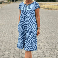 Elena | Auffälliges Sommerkleid mit Rundhalsausschnitt - Blau