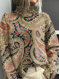 Vilene | Vintage blumiges Rollkragenpullover - Geometrisch