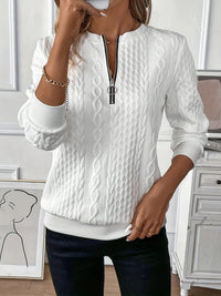 Lea | Damen Klassiker Zopfstrickpullover - Weiß
