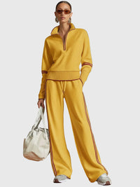 Minrada - Set Aus Bluse Und Hose Mit Breiten Falten - Gelb