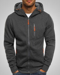 Andrew | Herren Legerer Taschen Zip-Hoodie - Dunkelgrau