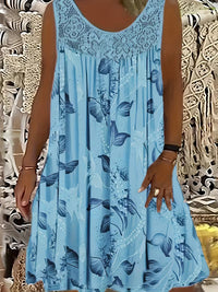Samudri - Lockeres Armelloses Maxi Kleid Mit Rundhalsausschnitt - Himmelblau