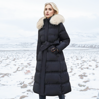 Jacqueline - Elegante Winterjacke für Damen - Schwarz mit beigem Kragen