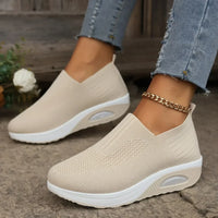 Hermina - Damen Slip-On Sneaker mit Strickstruktur - Beige