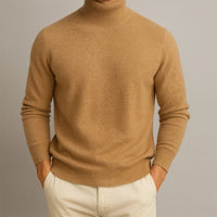 Markus | Pullover Herren hoher Kragen elegant & lässig - Braun