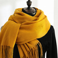 Designer-Schal mit Quasten | Warmer und weicher Kaschmir - Gelb
