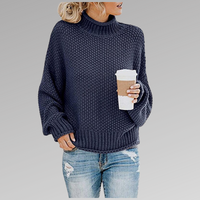 Natascha | Lockerer Winter Strickpullover - Blau