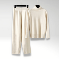Leah | Zwei-Teile Lounge-Set aus Kabelstrick - Sanftes Beige
