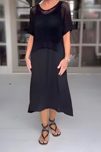 NORMA - Sommerkleid mit Strickoberteil - Schwarz