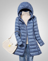Paula | Damen Leichte Gesteppte Lange Daunenjacke - Blau
