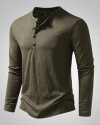Peter | Herren Slim Fit Langarm Henleyshirt - Grün