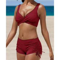 Verstellbarer Bikini in zwei Teilen mit trendigem Druck - Weinrot